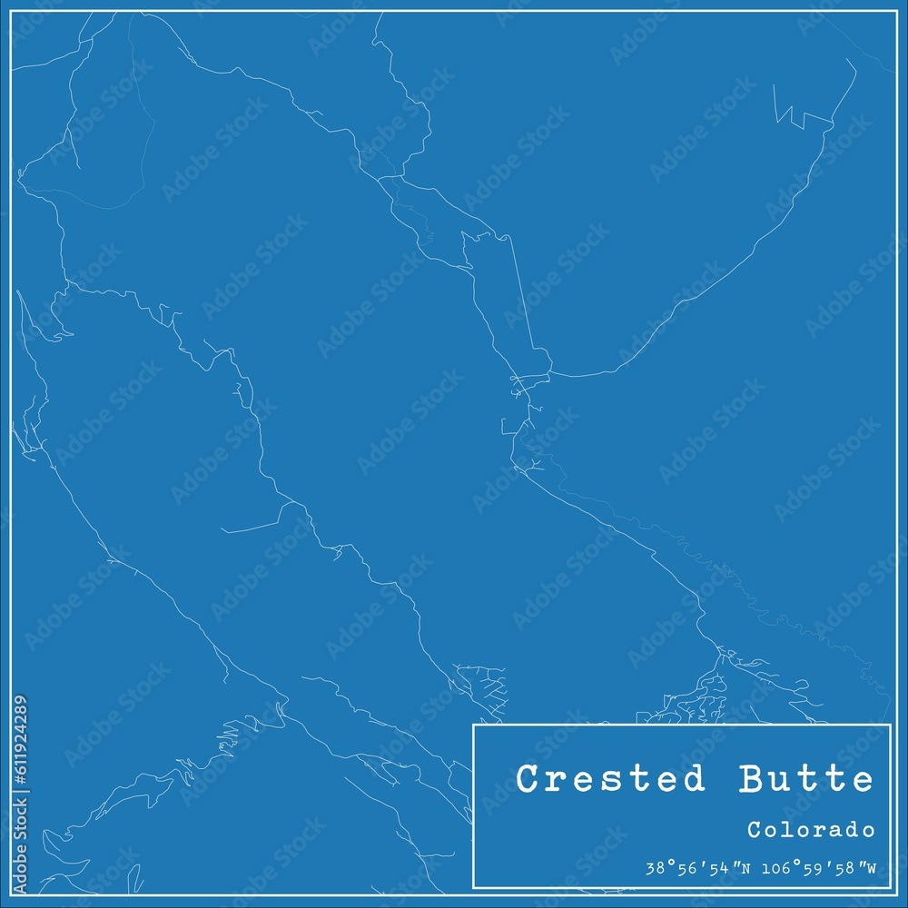 Blueprint US city map of Crested Butte, Colorado. Blueprint US city map of Crested Butte, Colorado.