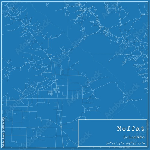 Blueprint US city map of Moffat, Colorado.