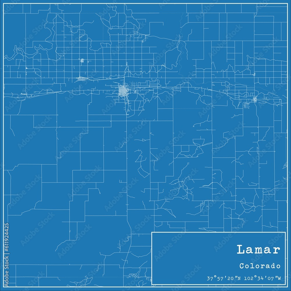 Blueprint US city map of Lamar, Colorado. Blueprint US city map of Lamar, Colorado.