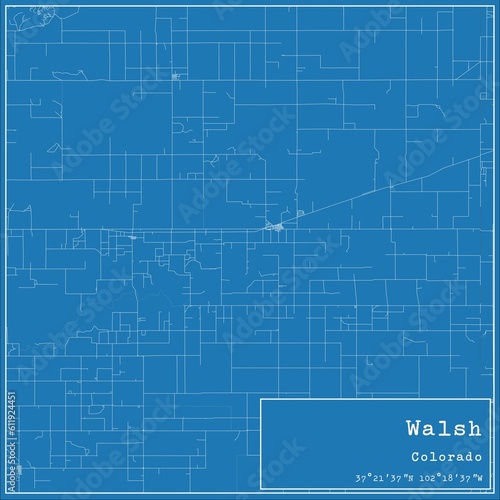 Wallpaper Mural Blueprint US city map of Walsh, Colorado. Torontodigital.ca