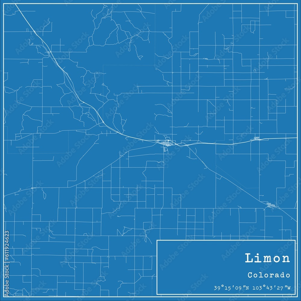 Fototapeta premium Blueprint US city map of Limon, Colorado.