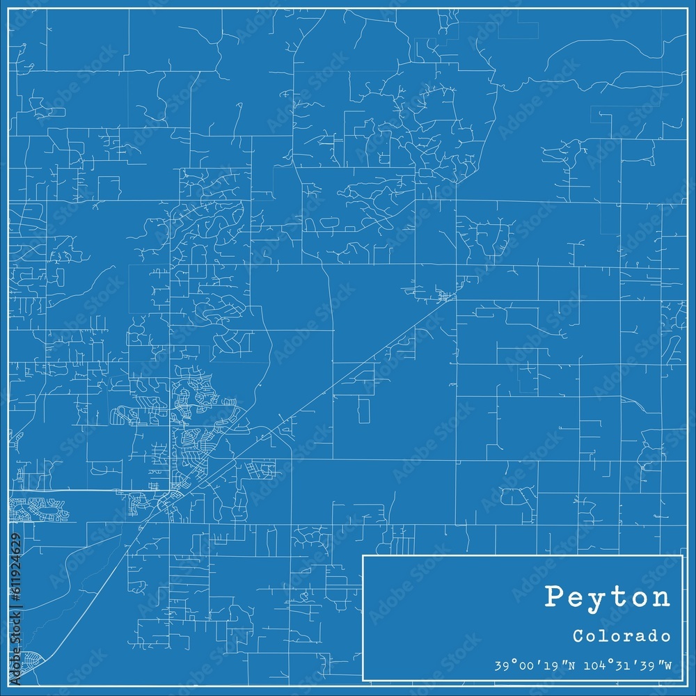 Fototapeta premium Blueprint US city map of Peyton, Colorado.