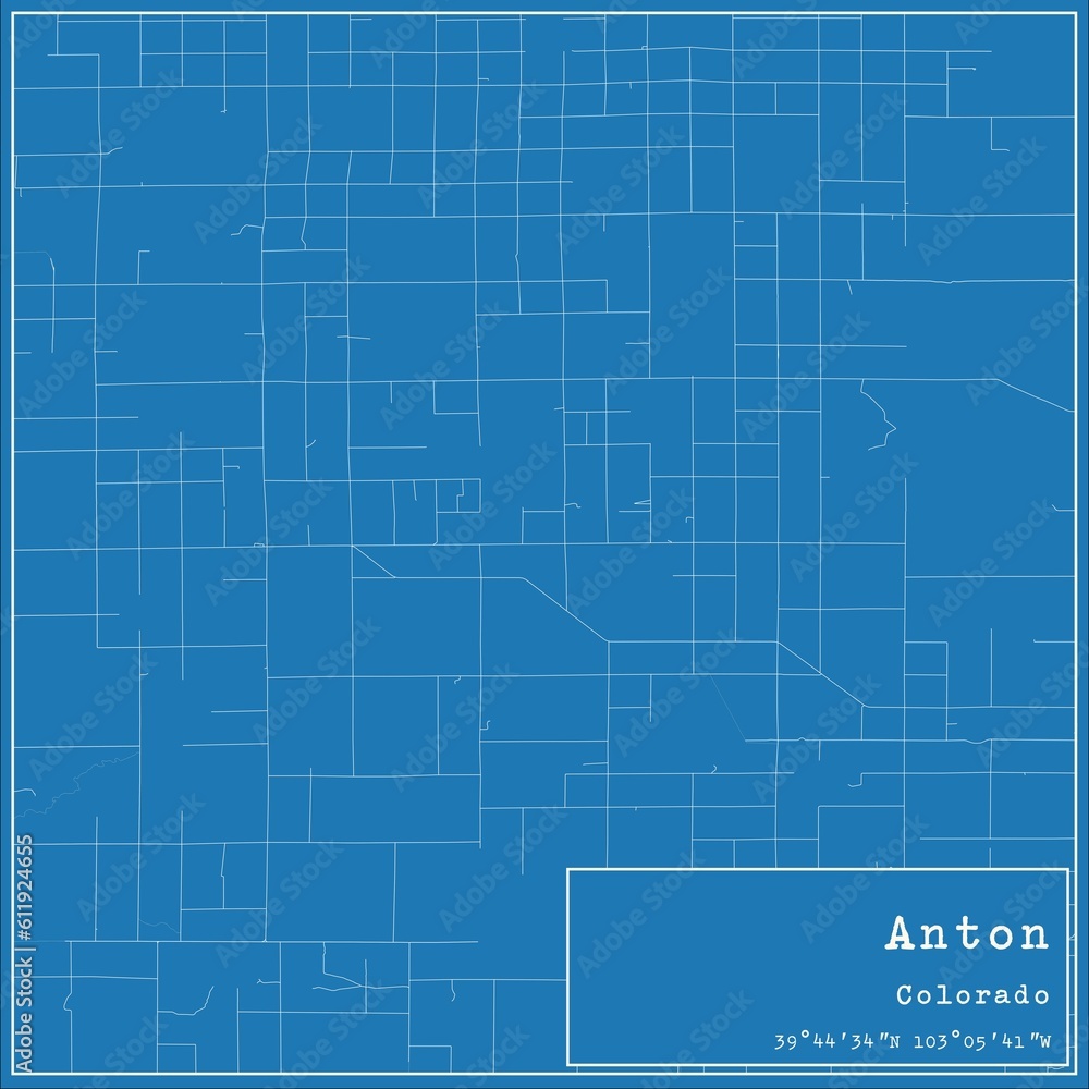 Blueprint US city map of Anton, Colorado. Blueprint US city map of Anton, Colorado.
