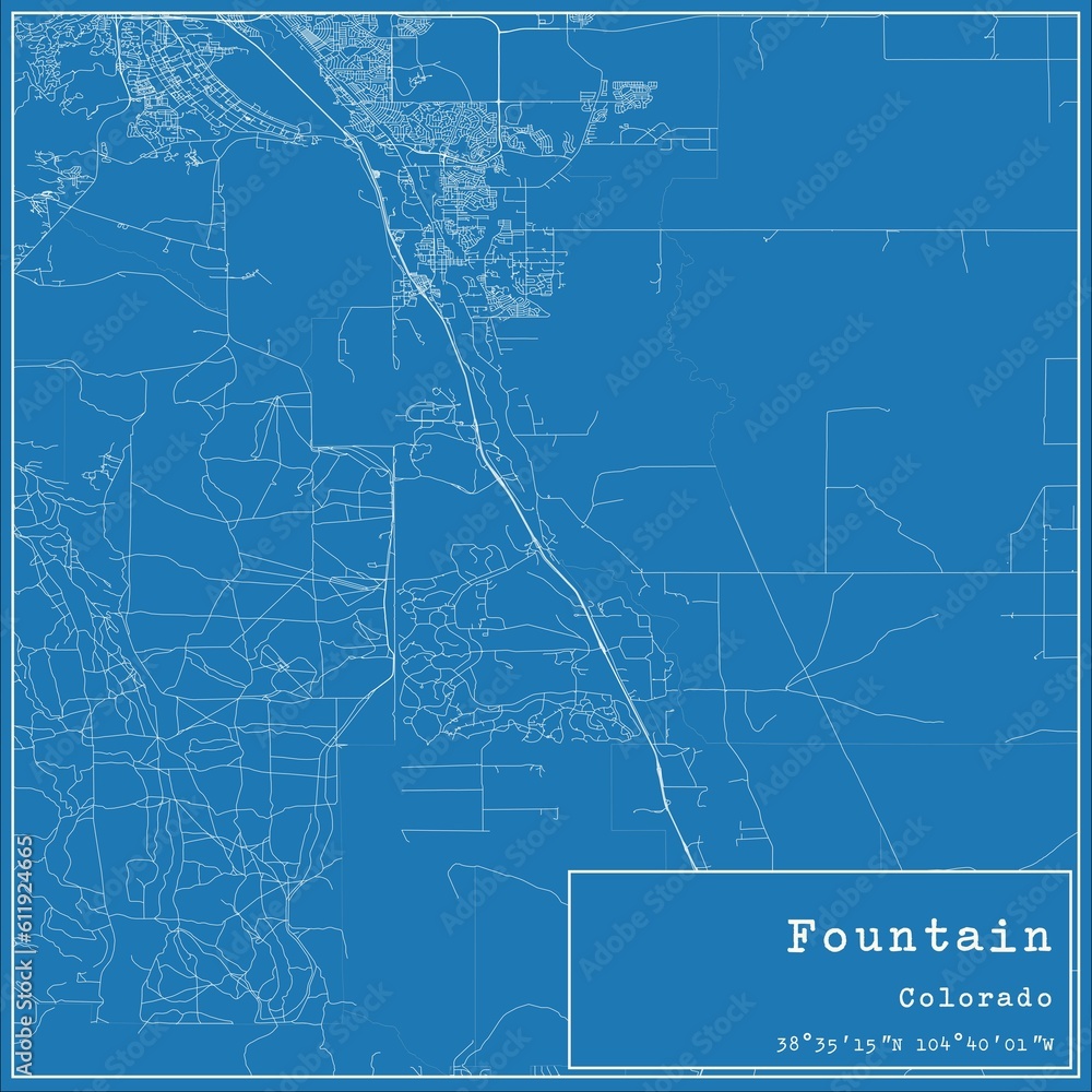 Fototapeta premium Blueprint US city map of Fountain, Colorado.