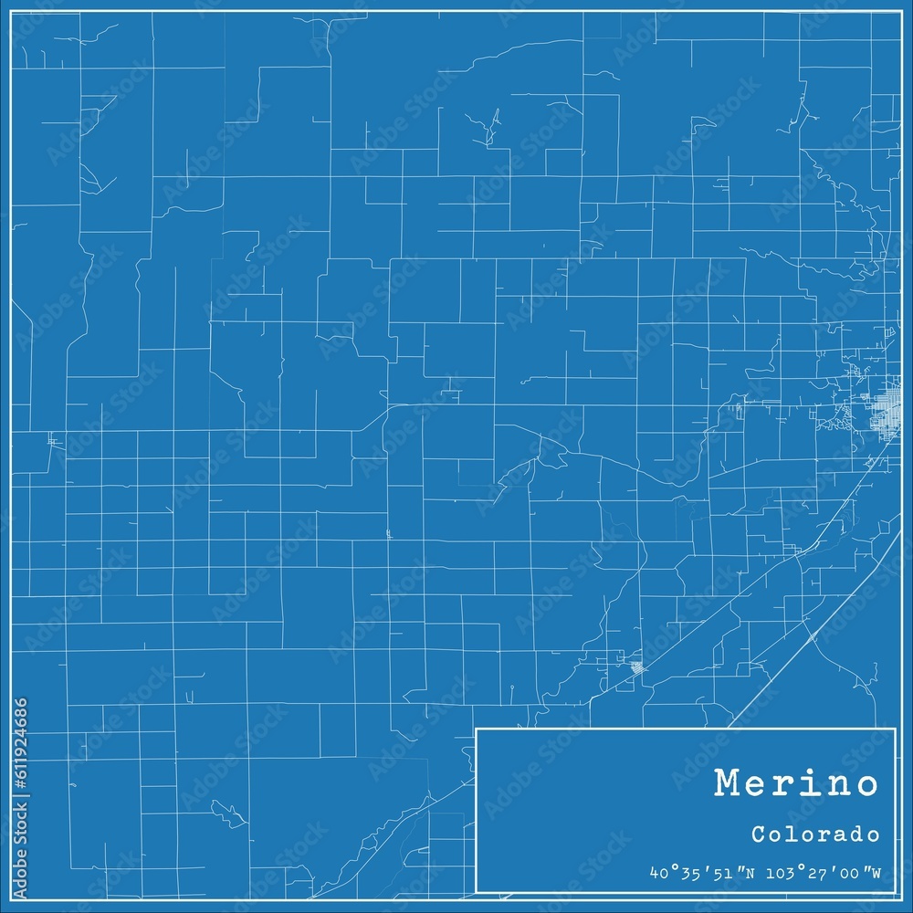 Blueprint US city map of Merino, Colorado. Blueprint US city map of Merino, Colorado.