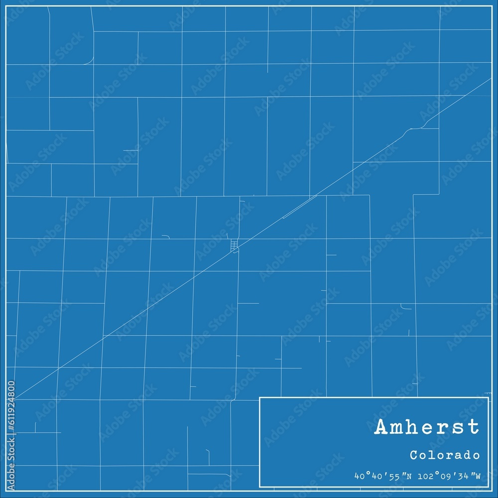 Fototapeta premium Blueprint US city map of Amherst, Colorado.