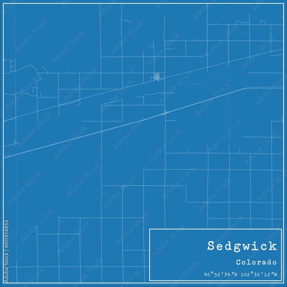 Blueprint US city map of Sedgwick, Colorado.