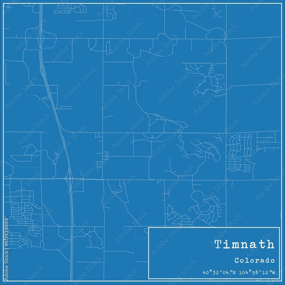 Blueprint US city map of Timnath, Colorado.