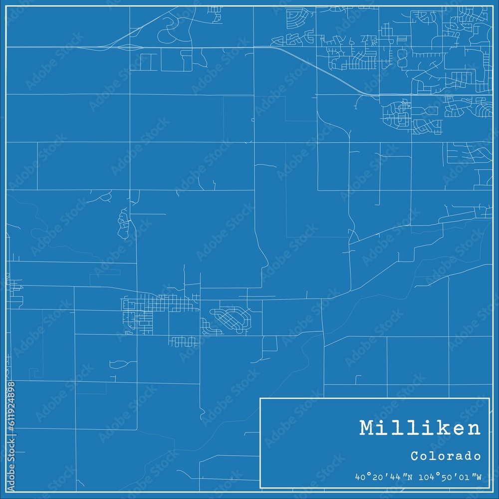 Blueprint US city map of Milliken, Colorado. Blueprint US city map of Milliken, Colorado.