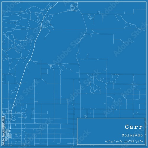 Blueprint US city map of Carr, Colorado. photo