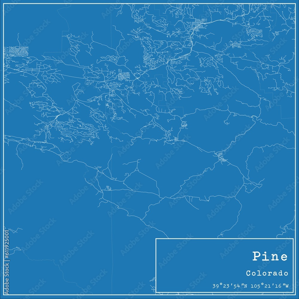 Blueprint US city map of Pine, Colorado.