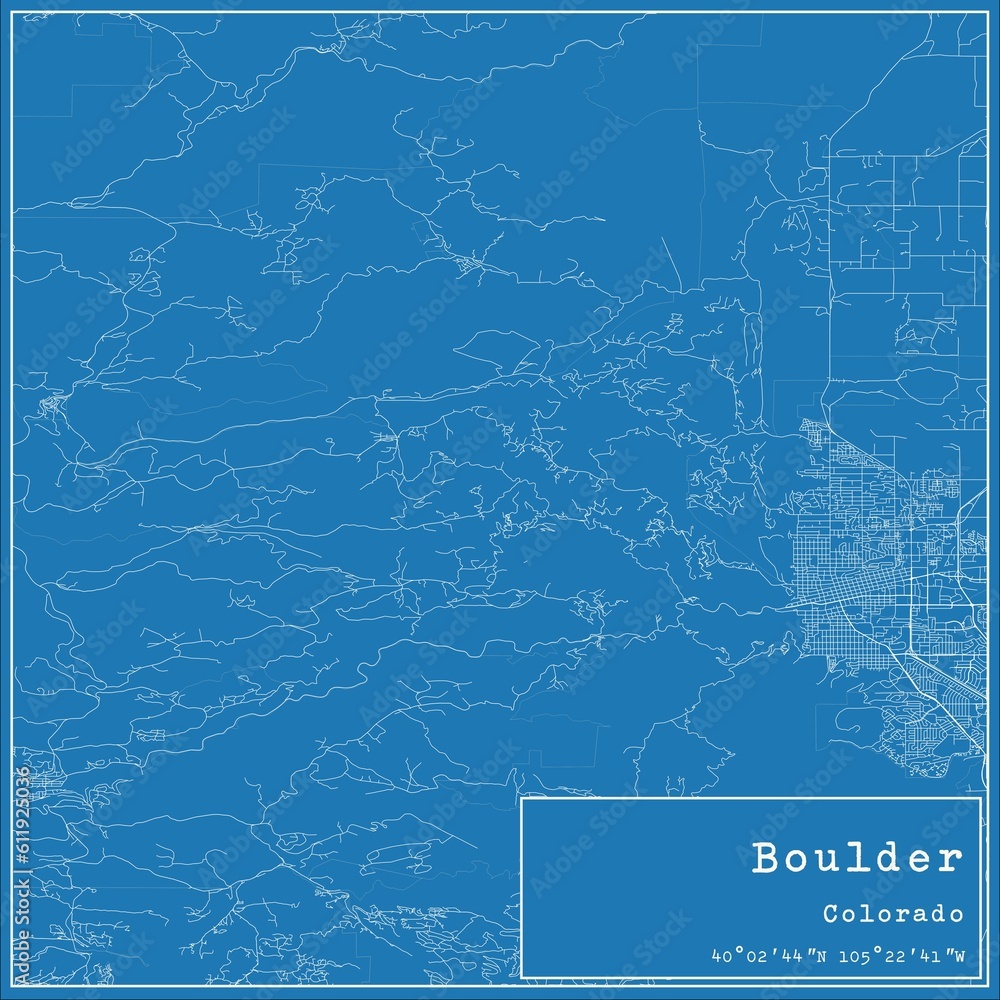 Fototapeta premium Blueprint US city map of Boulder, Colorado.