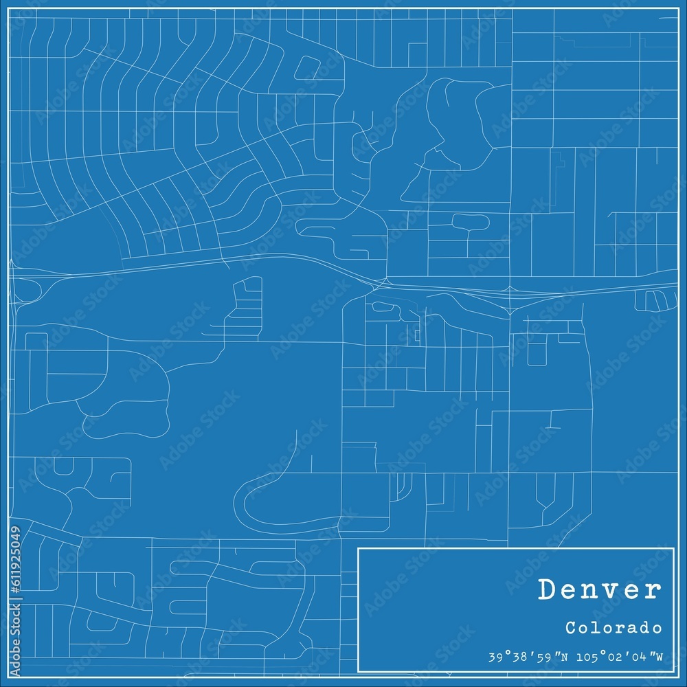 Blueprint US city map of Denver, Colorado. Blueprint US city map of Denver, Colorado.