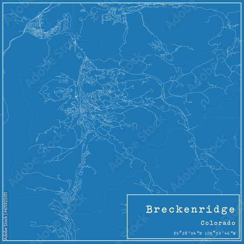 Blueprint US city map of Breckenridge  Colorado.