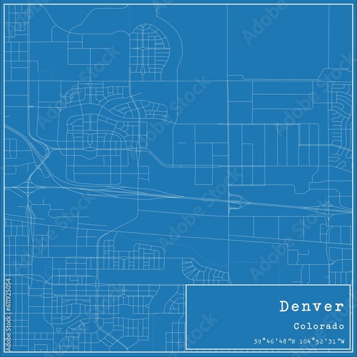 Wallpaper Mural Blueprint US city map of Denver, Colorado. Torontodigital.ca