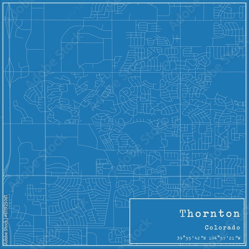 Blueprint US city map of Thornton, Colorado. photo