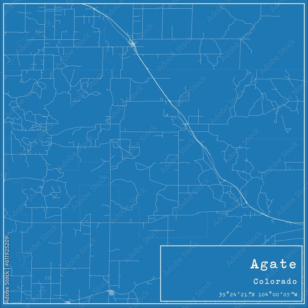 Blueprint US city map of Agate, Colorado.