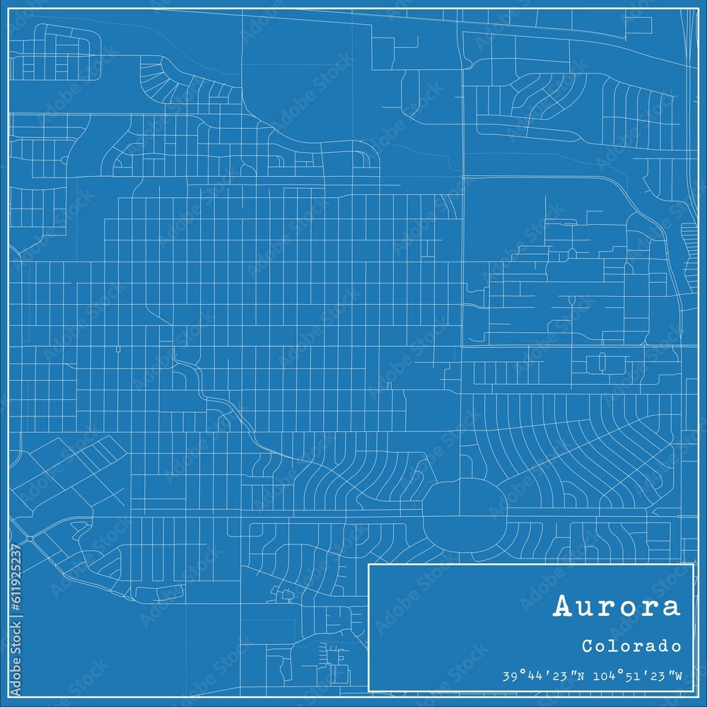 Obraz premium Blueprint US city map of Aurora, Colorado.
