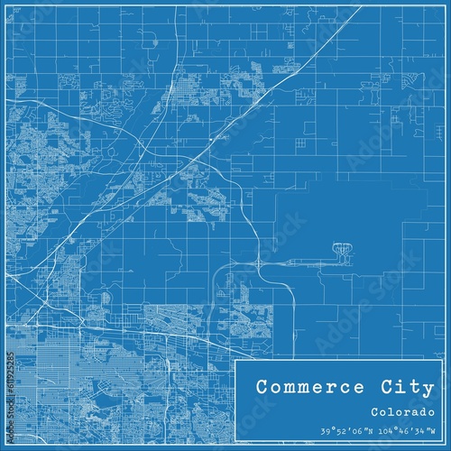 Blueprint US city map of Commerce City, Colorado. photo