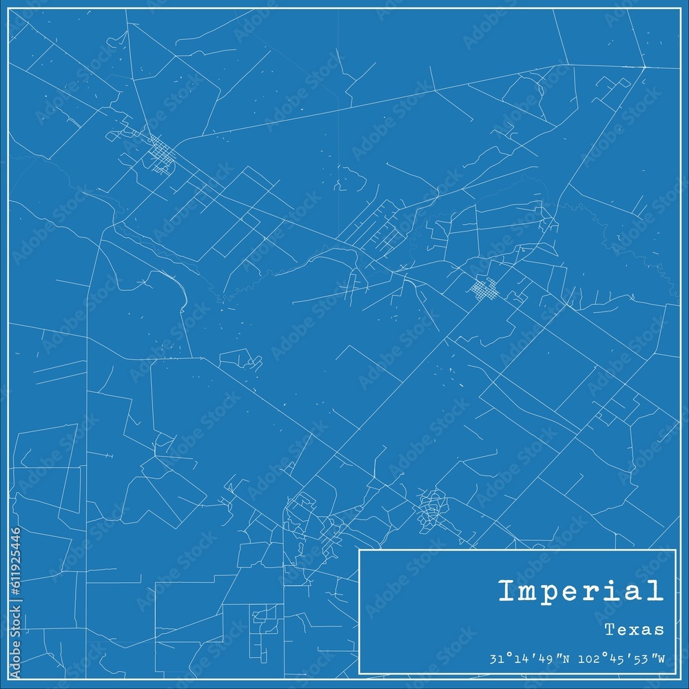Blueprint US city map of Imperial, Texas.