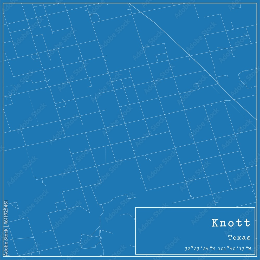 Blueprint US city map of Knott, Texas. Blueprint US city map of Knott, Texas.