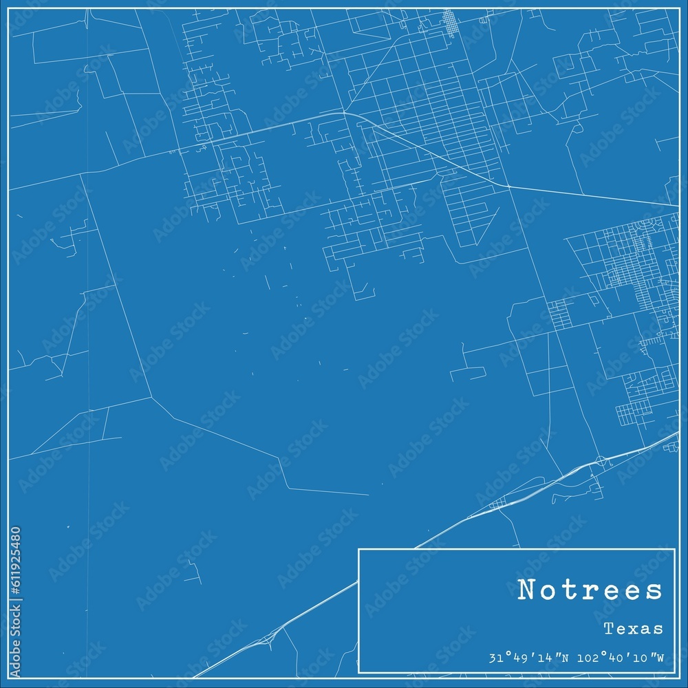 Blueprint US city map of Notrees, Texas. Blueprint US city map of Notrees, Texas.