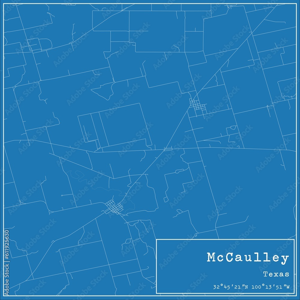 Blueprint US city map of McCaulley, Texas.