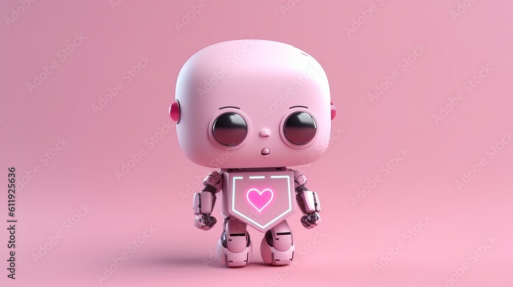 a robot with a heart confesses its love, an illustration for feelings or valentine's day. Minimalistic monochrome background. Generative AI a robot with a heart confesses its love, an illustration for feelings or valentine's day. Minimalistic monochrome background. Generative AI