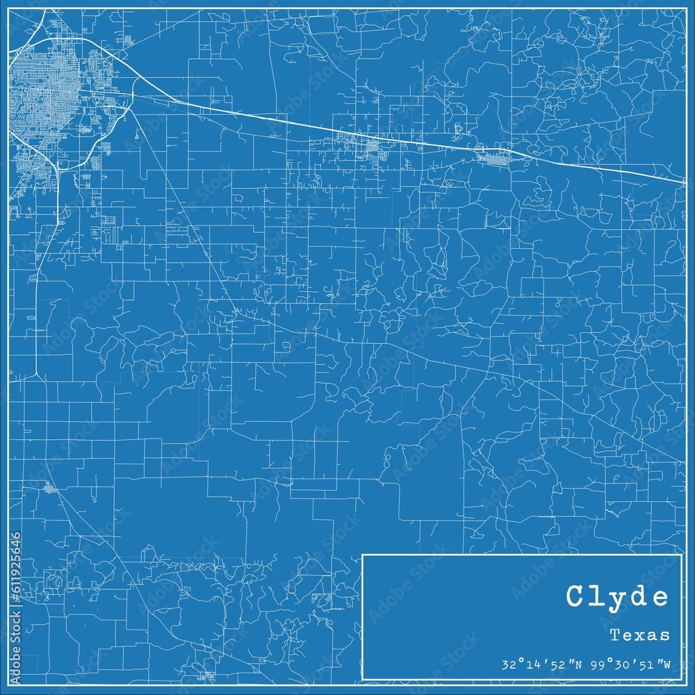 Blueprint US city map of Clyde, Texas. Blueprint US city map of Clyde, Texas.