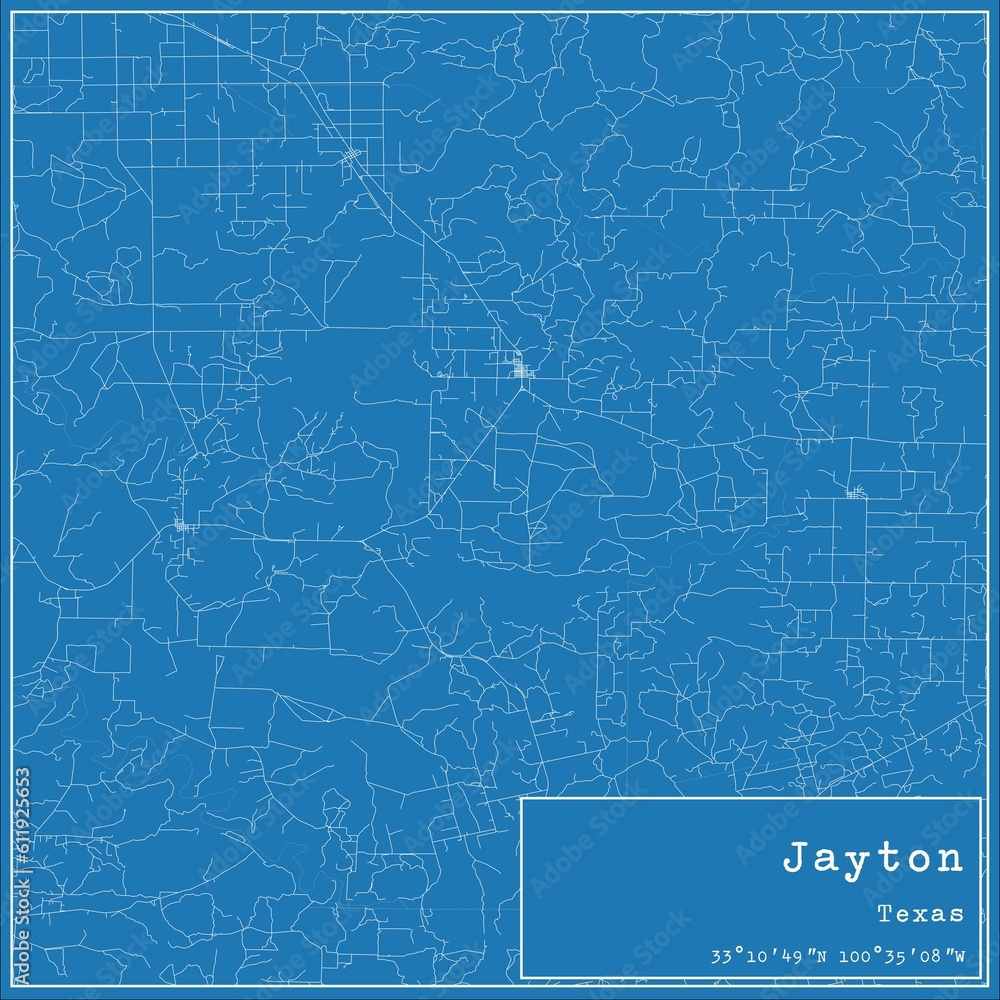 Blueprint US city map of Jayton, Texas.