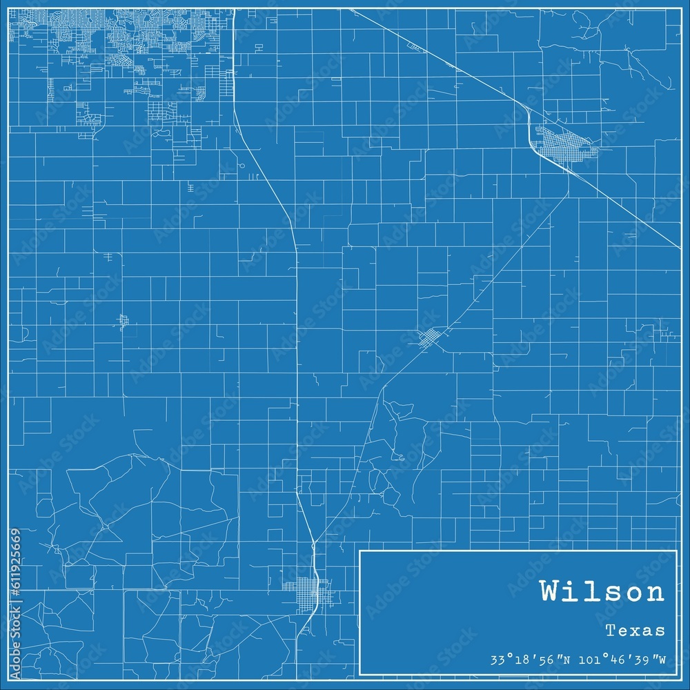 Blueprint US city map of Wilson, Texas.