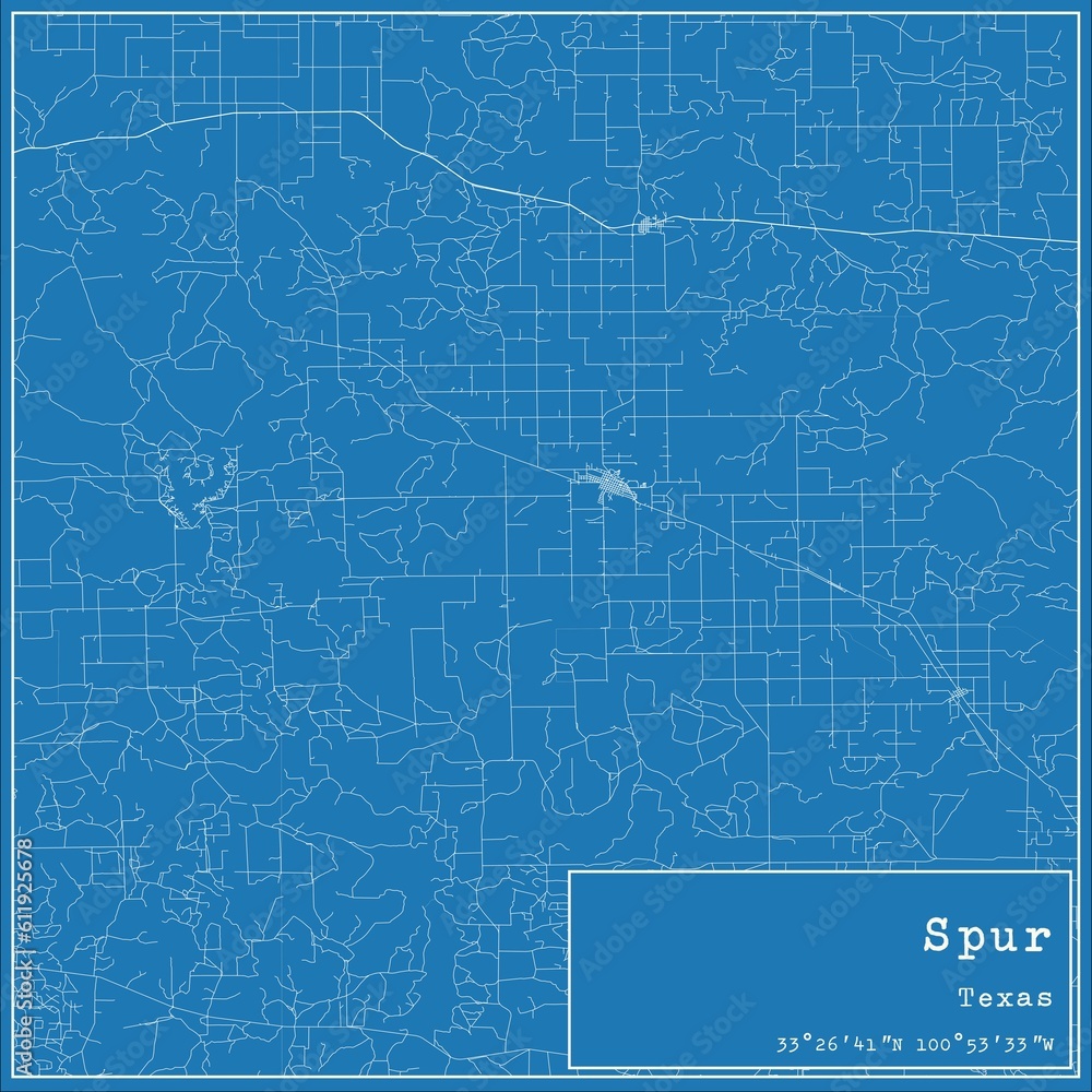 Blueprint US city map of Spur, Texas. Blueprint US city map of Spur, Texas.