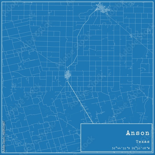 Blueprint US city map of Anson, Texas.