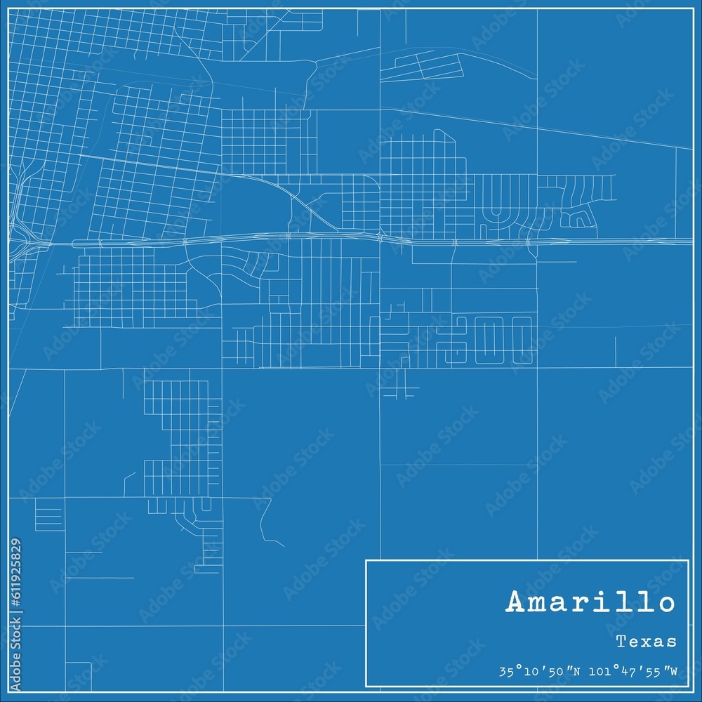 Blueprint US city map of Amarillo, Texas. Blueprint US city map of Amarillo, Texas.