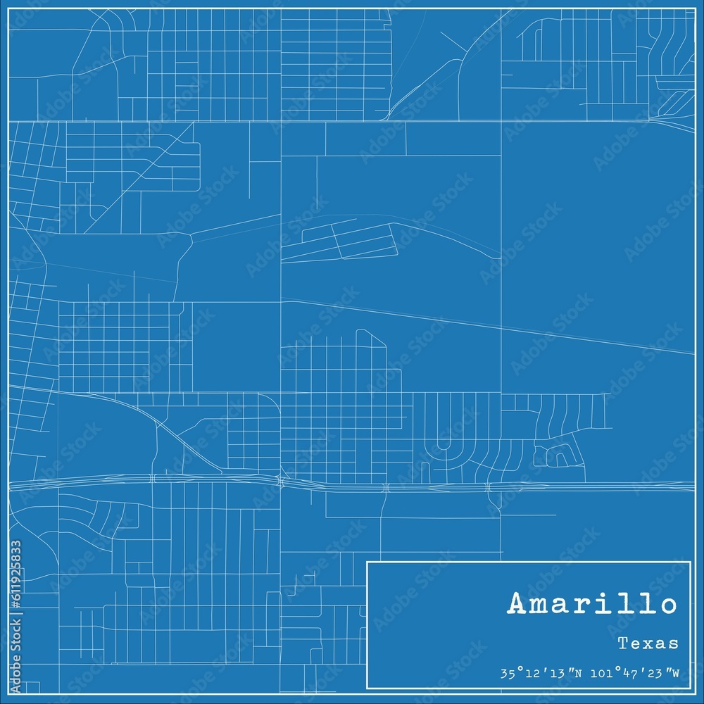 Blueprint US city map of Amarillo, Texas. Blueprint US city map of Amarillo, Texas.