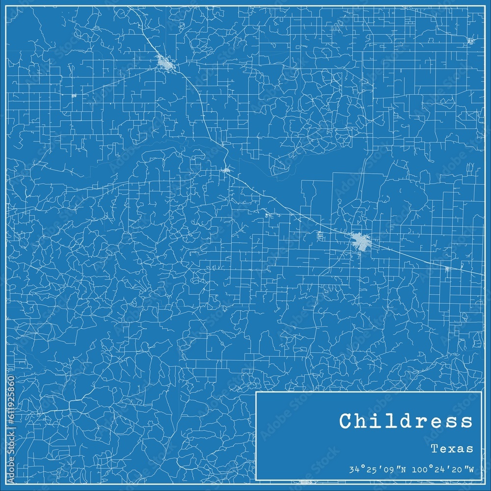 Blueprint US city map of Childress, Texas.