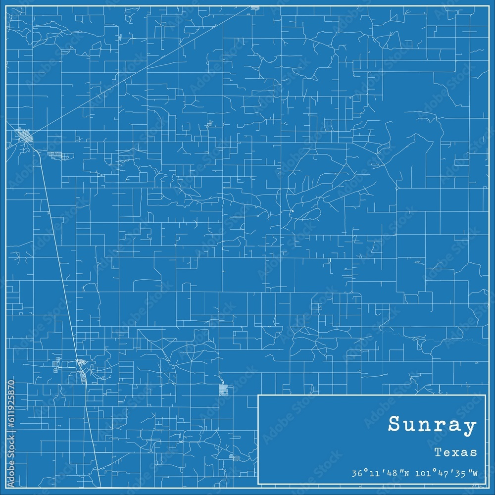 Blueprint US city map of Sunray, Texas. Blueprint US city map of Sunray, Texas.