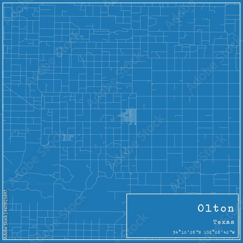 Blueprint US city map of Olton, Texas.