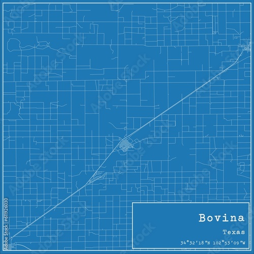 Blueprint US city map of Bovina, Texas. photo