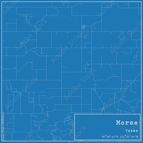 Blueprint US city map of Morse, Texas.
