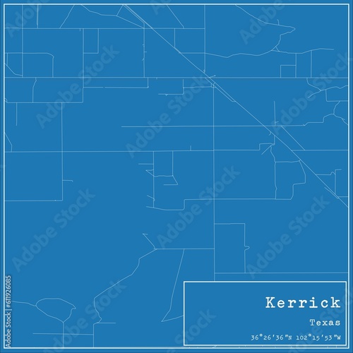 Blueprint US city map of Kerrick, Texas.