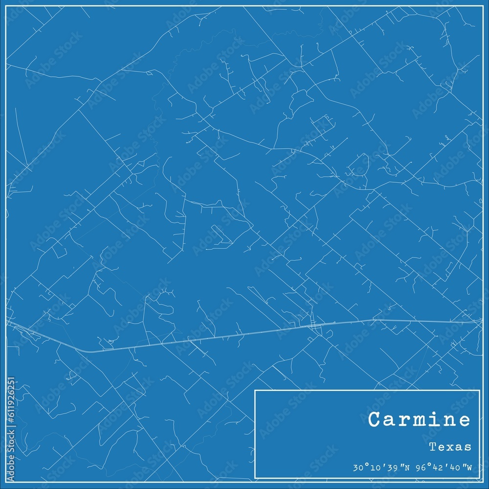 Fototapeta premium Blueprint US city map of Carmine, Texas.