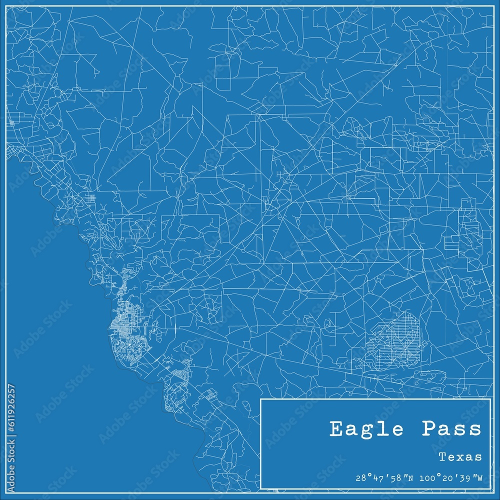 Naklejka premium Blueprint US city map of Eagle Pass, Texas.