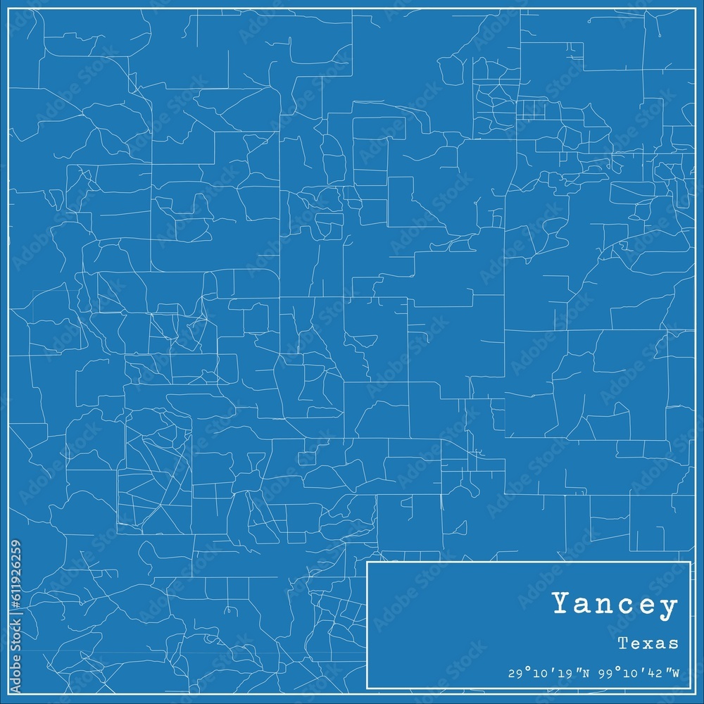 Blueprint US city map of Yancey, Texas. Blueprint US city map of Yancey, Texas.