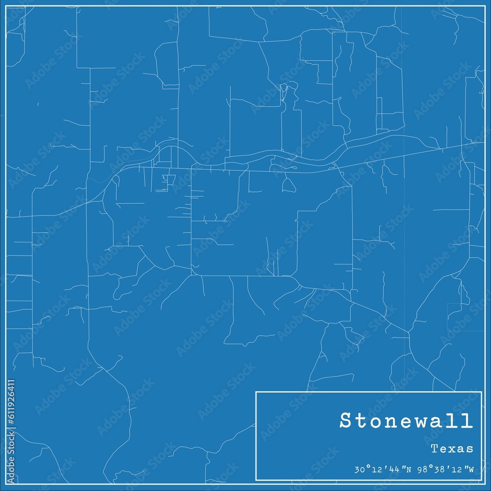 Blueprint US city map of Stonewall, Texas.