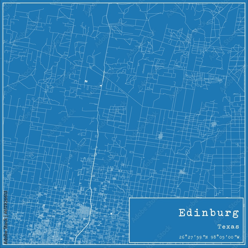 Blueprint US city map of Edinburg, Texas. Blueprint US city map of Edinburg, Texas.
