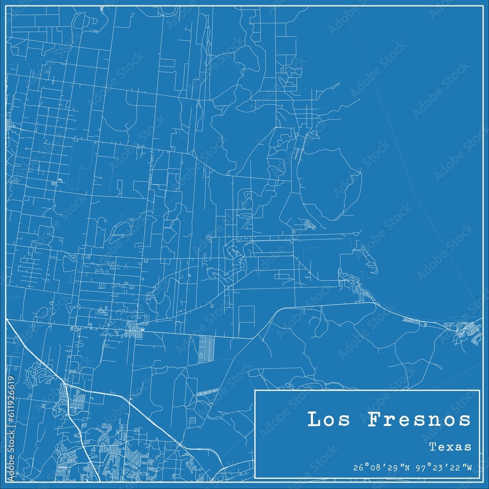 Fototapeta premium Blueprint US city map of Los Fresnos, Texas.