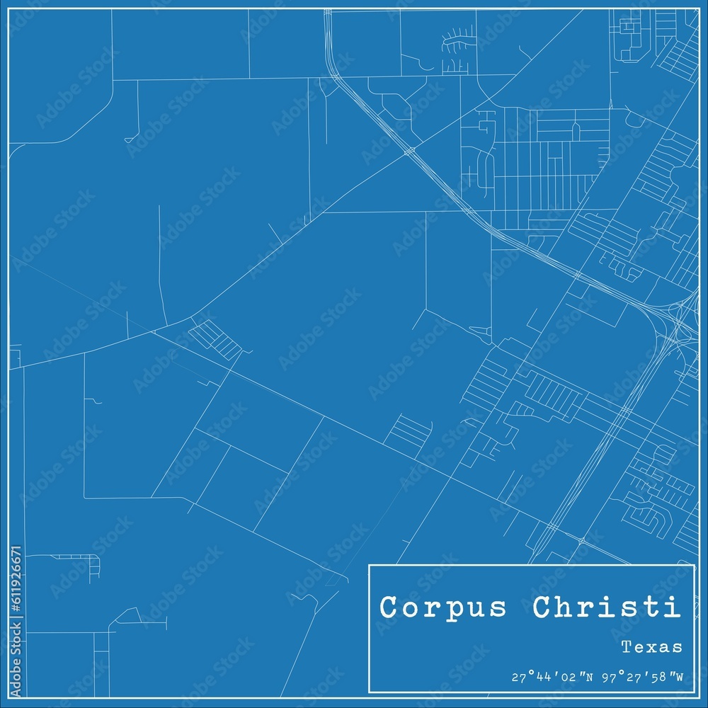 Fototapeta premium Blueprint US city map of Corpus Christi, Texas.