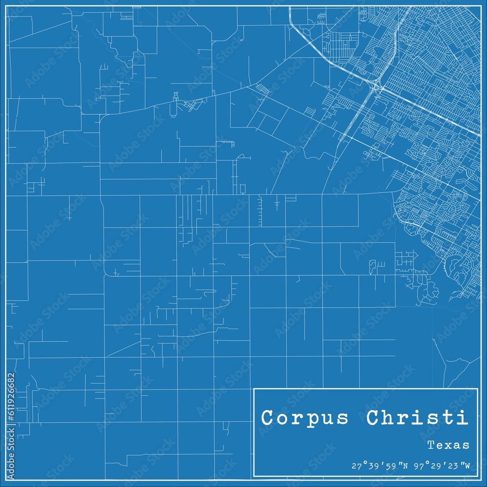Blueprint US city map of Corpus Christi, Texas. Blueprint US city map of Corpus Christi, Texas.