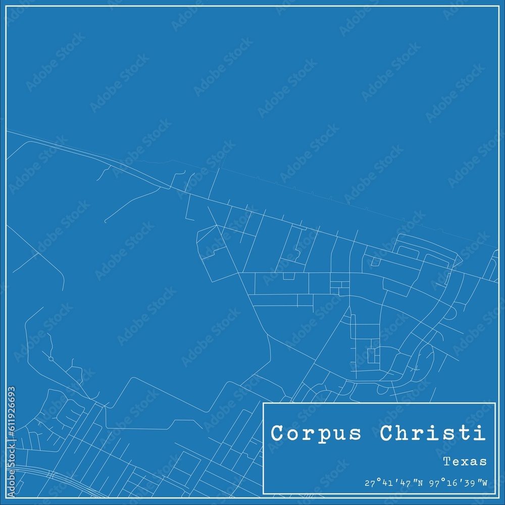Fototapeta premium Blueprint US city map of Corpus Christi, Texas.